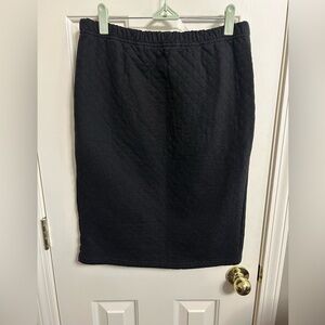 Context For Lord & Taylor Black Stretch Quilted Pencil Skirt Side Medium NWT